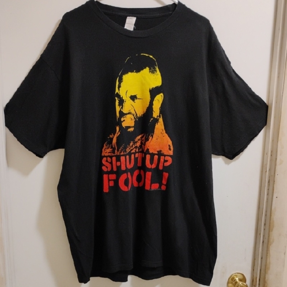 Men's Black Short-Sleeve Graphic Tee with Yellow & Orange Face Print